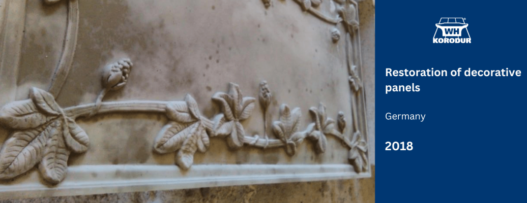 Restoration of decorative panels made of concrete stucco
